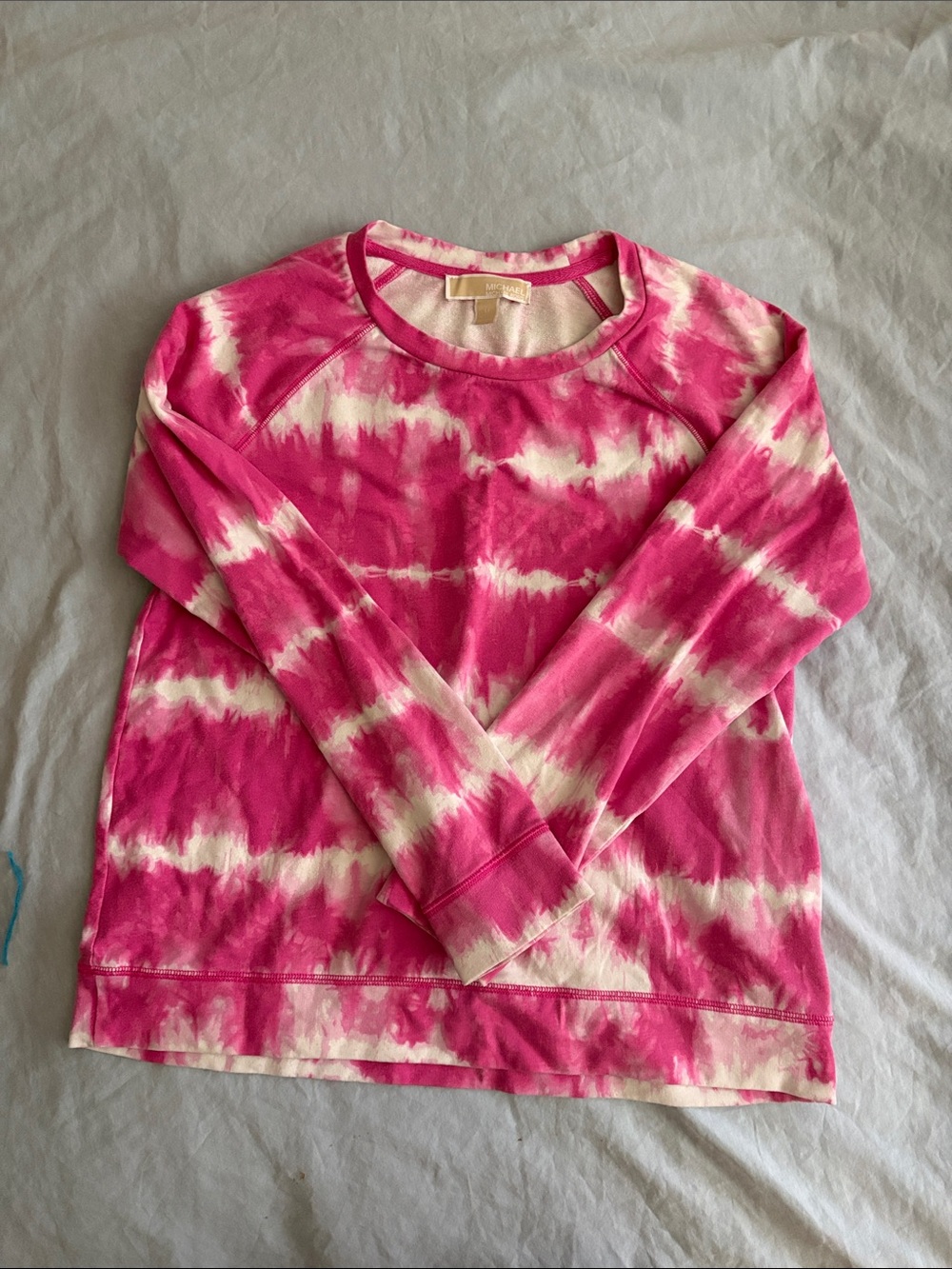 Michael Kors Pink and White Tie-Dye Long Sleeve Sweatshirt